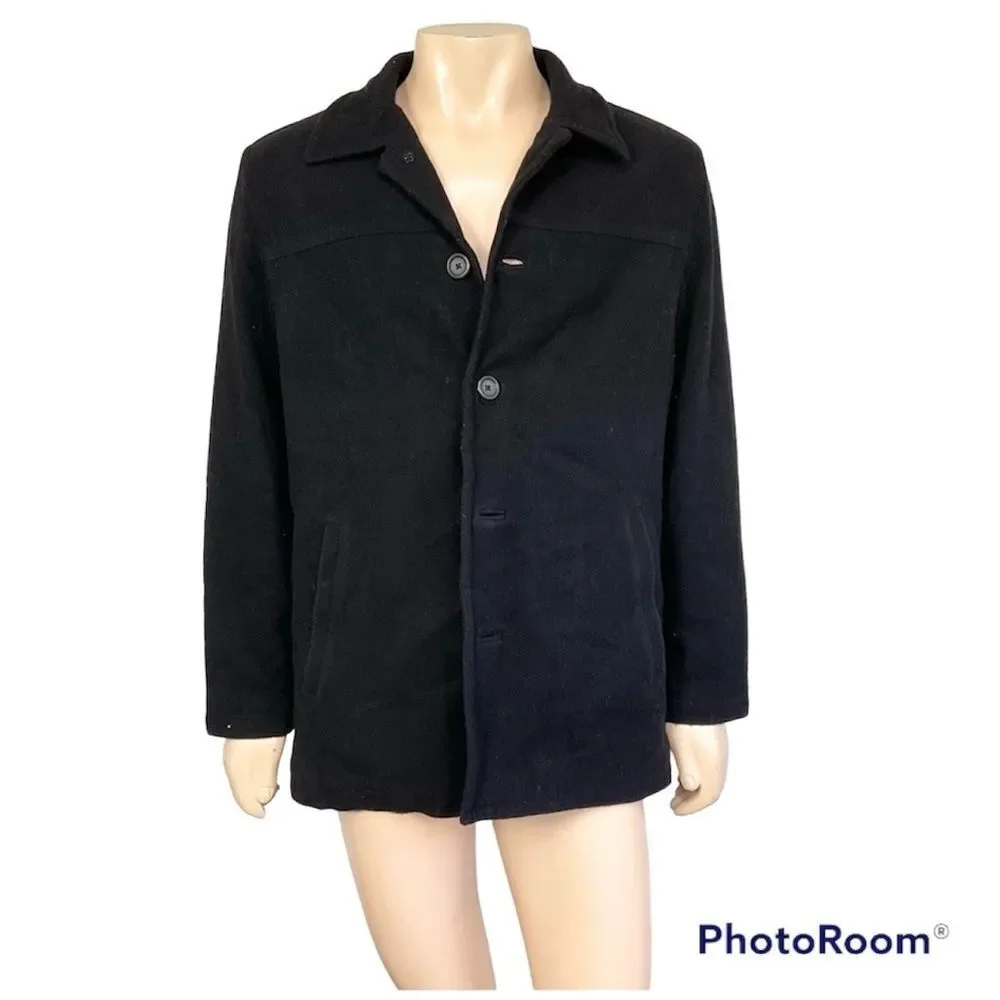 J.Crew Black Stretch Wool Felt Collared Button Up Blazer Jacket 50567 Size Small